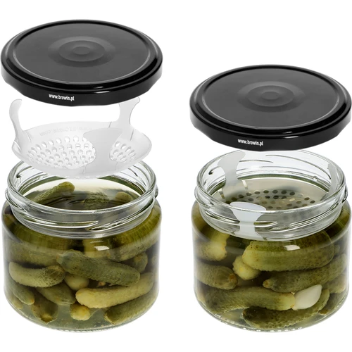 Lage pot 330ml - met zwarte deksel fi 82/6, 6 stuks - 6