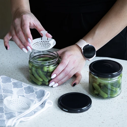 Lage pot 330ml - met zwarte deksel fi 82/6, 6 stuks - 8
