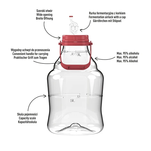 Lichte, onbreekbare wijnballon met handvat, 10 L - 4