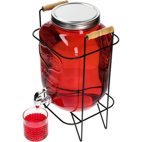 Limonadepot 8 L - met kraantje, op metalen standaard met handvatten - 5