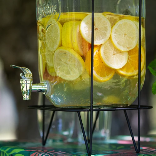 Limonadepot 8 L - met kraantje, op metalen standaard met handvatten - 9