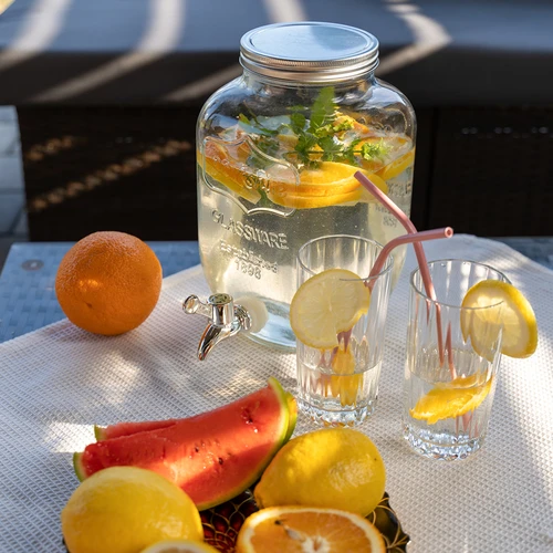 Limonadepot met kraantje - glas, 4 L - 6