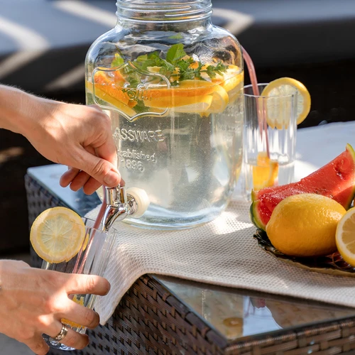 Limonadepot met kraantje - glas, 4 L - 7