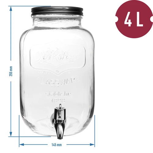 Limonadepot met kraantje - glas, 4 L - 5