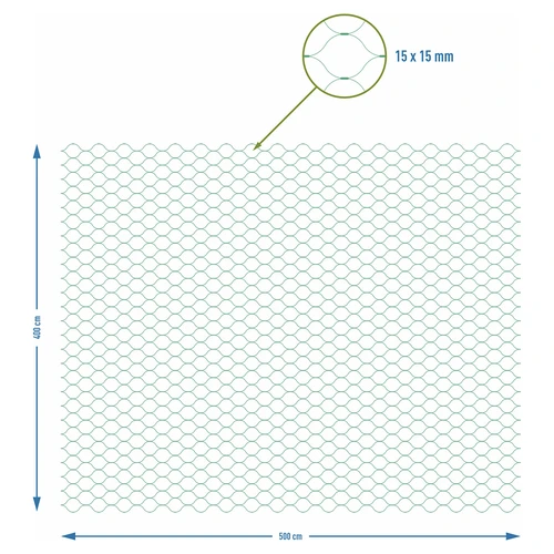 Net voor bescherming tegen vogels, groen, 4 m x 5m - 7