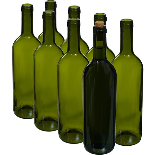 Olijfgroene wijnfles 0,75 L - verpakking van 8 stuks - 2