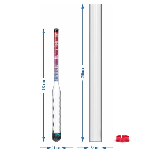 Onbreekbare alcoholmeter met proefbuis, meetbereik 20-98% - 4