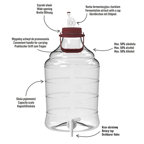 Onbreekbare ballon 25 L met handvat en kraantje - 4