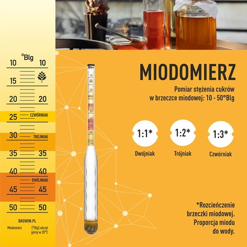 Onbreekbare honingmeter met proefbuis, meetbereik 10-50°Blg - 5