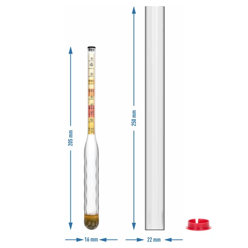 Onbreekbare honingmeter met proefbuis, meetbereik 10-50°Blg - 4