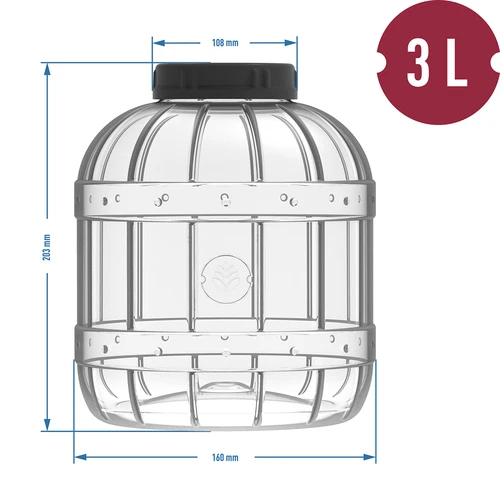 Onbreekbare, multifunctionele pot met zwarte deksel, 3L - 4