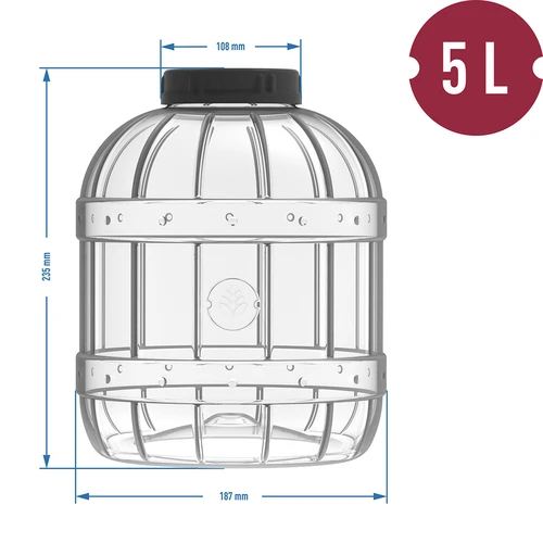 Onbreekbare, multifunctionele pot met zwarte deksel, 5L - 4