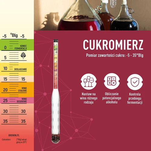 Onbreekbare suikermeter met proefbuis, meetbereik: -5-35°Blg - 5
