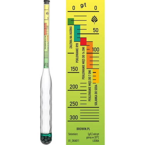 Onbreekbare zoutmeter met proefbuis, meetbereik: 0–300 g zout/L - 3