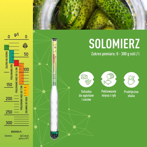 Onbreekbare zoutmeter met proefbuis, meetbereik: 0–300 g zout/L - 5