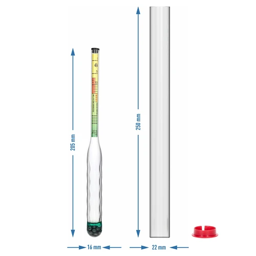 Onbreekbare zoutmeter met proefbuis, meetbereik: 0–300 g zout/L - 4