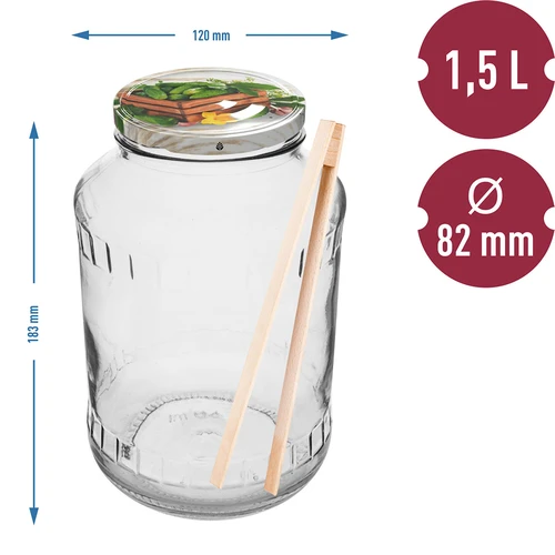 Pot 1,5 L, fi 82/6 met gekleurd deksel + tang - 2