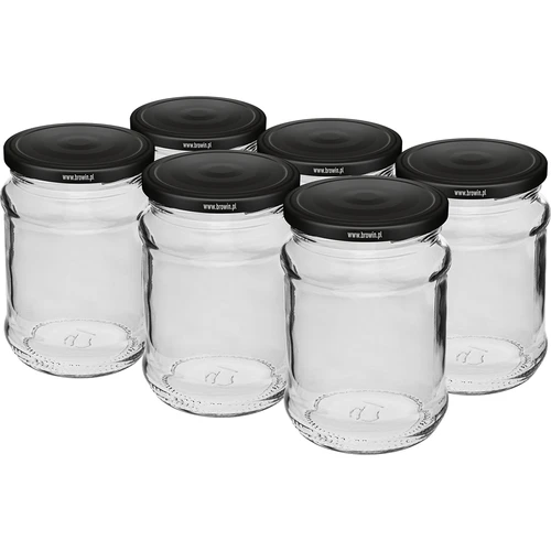 Pot 250 ml fi 66/4 zwarte deksel - 6 stuks