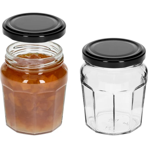 Pot Confituur 230ml met zwarte dek. fi63/4 - 6st - 5