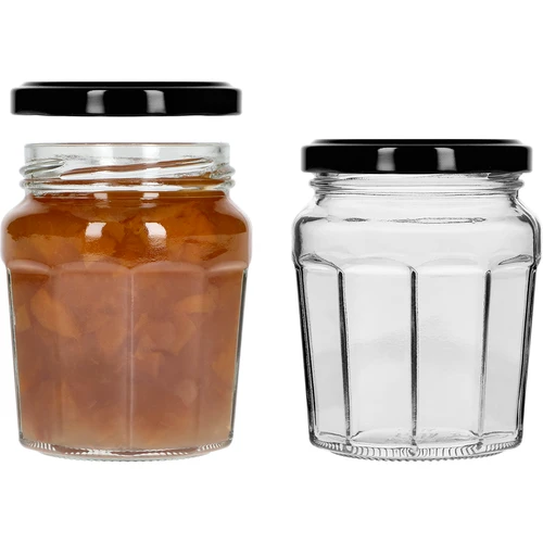Pot Confituur 230ml met zwarte dek. fi63/4 - 6st - 6