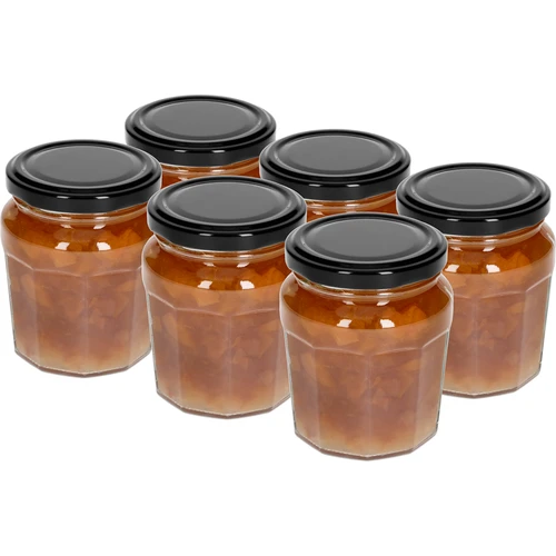 Pot Confituur 230ml met zwarte dek. fi63/4 - 6st - 3