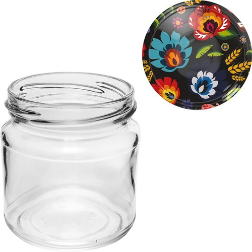 Pot met een inhoud van 212 ml, met gekleurde deksels ø 66. - 8