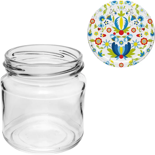 Pot met een inhoud van 212 ml, met gekleurde deksels ø 66. - 9