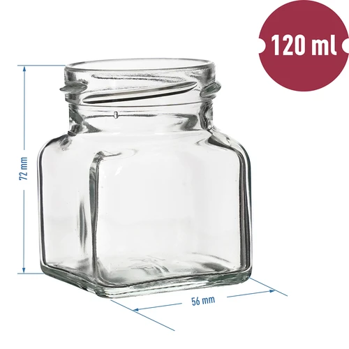Pot TO 120 ml Vier hoeken fi 53 deksel - 6 stuks - 5