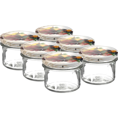 Pot TO 235 ml met gekleurde deksel fi82 - 6 stuks