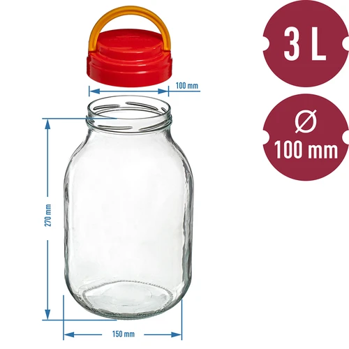 Pot TO 3 L met plastic deksel + tang fi 100 - 6