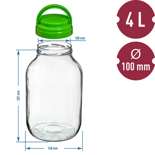 Pot TO 4 L met plastic deksel + tang fi 100 - 6