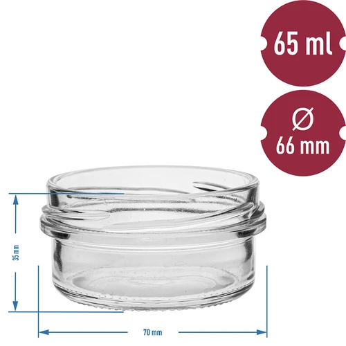 Pot TO 65 ml met gekleurde deksel fi66 - 6 stuks. - 6
