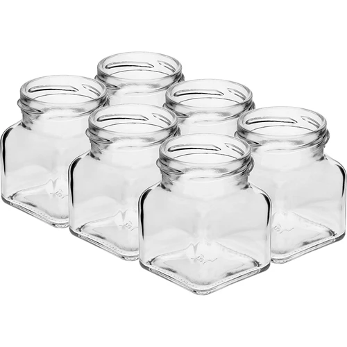 Pot twist off 120ml - Vier hoeken fi 53 met zwart deksel, 6 stuks - 3