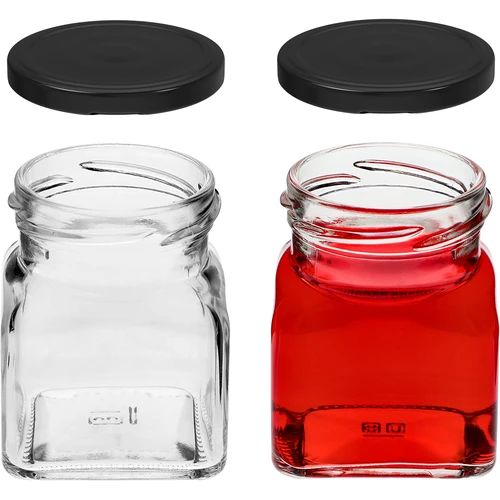 Pot twist off 120ml - Vier hoeken fi 53 met zwart deksel, 6 stuks - 5