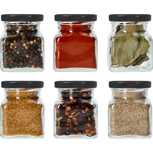 Pot twist off 120ml - Vier hoeken fi 53 met zwart deksel, 6 stuks - 7
