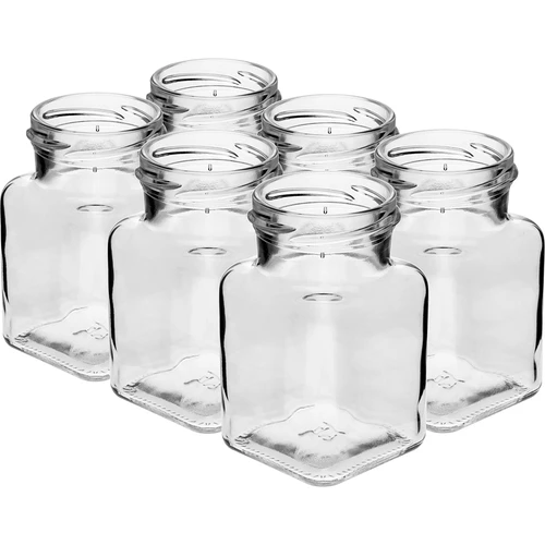 Pot twist off 150ml Vier hoeken fi 53 met zwart deksel, 6 stuks - 3