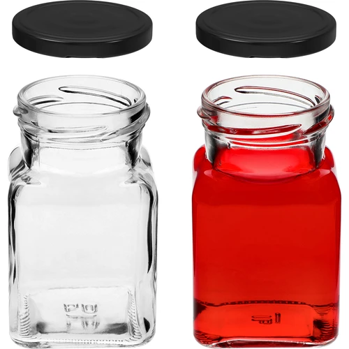 Pot twist off 150ml Vier hoeken fi 53 met zwart deksel, 6 stuks - 5