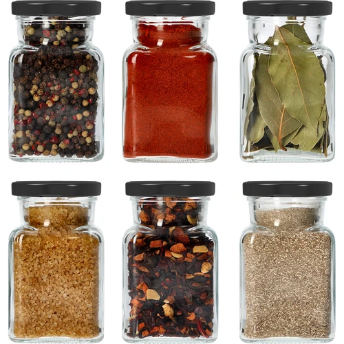 Pot twist off 150ml Vier hoeken fi 53 met zwart deksel, 6 stuks - 7