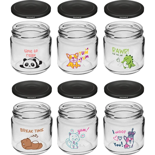 Pot voor kinderen twist off 212ml met opdruk en deksel fi 66/4, 6 stuks - 2