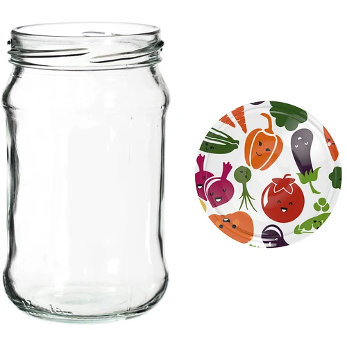 Potten 300 ml met gekleurd deksel fi 66 - 6 stuks - 12