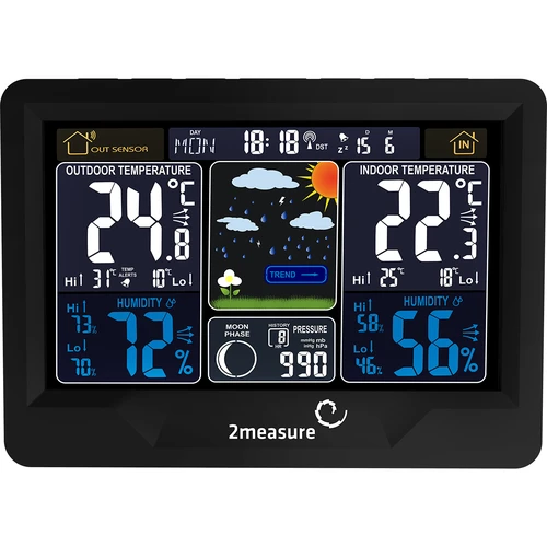 RCC weerstation, DCF – elektronisch, verlicht, draadloos, sensor, zwart - 3