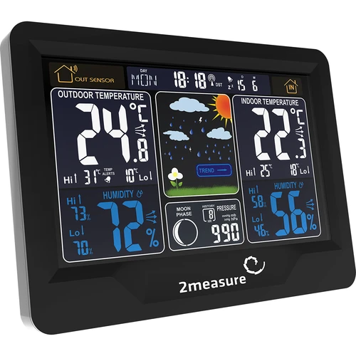 RCC weerstation, DCF – elektronisch, verlicht, draadloos, sensor, zwart - 4