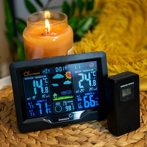 RCC weerstation, DCF – elektronisch, verlicht, draadloos, sensor, zwart - 13