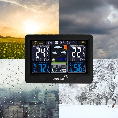 RCC weerstation, DCF – elektronisch, verlicht, draadloos, sensor, zwart - 19