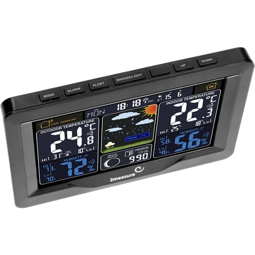 RCC weerstation, DCF – elektronisch, verlicht, draadloos, sensor, zwart - 5