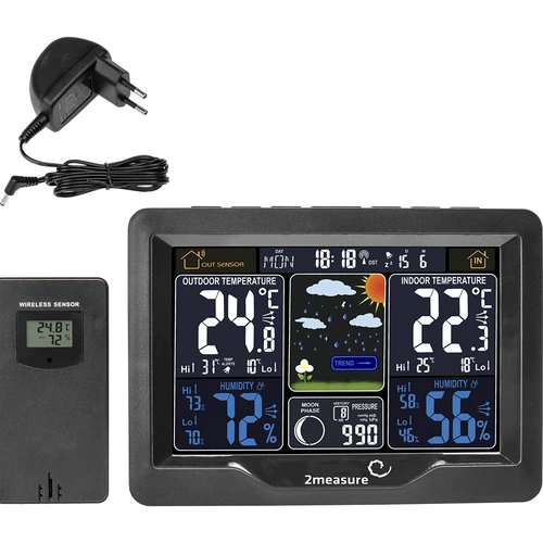RCC weerstation, DCF – elektronisch, verlicht, draadloos, sensor, zwart - 2