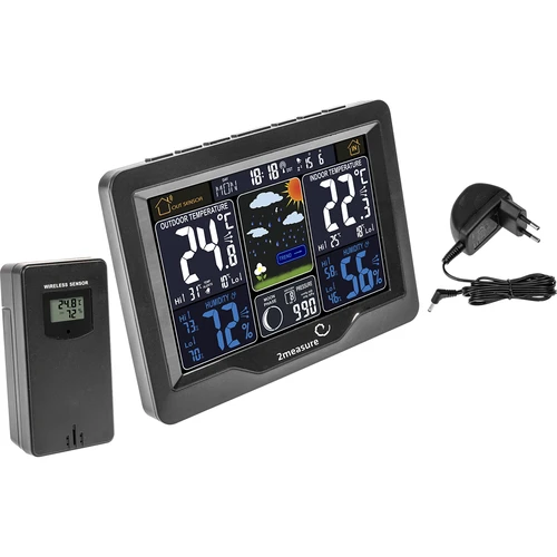 RCC weerstation, DCF – elektronisch, verlicht, draadloos, sensor, zwart