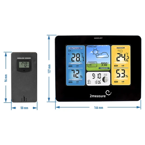 RCC Weerstation – elektronisch, verlicht, draadloos, sensor, zwart - 11