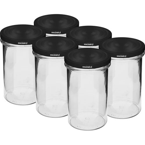 Rechte pot 545ml (fi 82) - met zwarte deksel, 6 stuks
