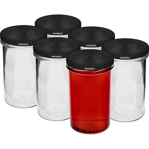 Rechte pot 545ml (fi 82) - met zwarte deksel, 6 stuks - 2